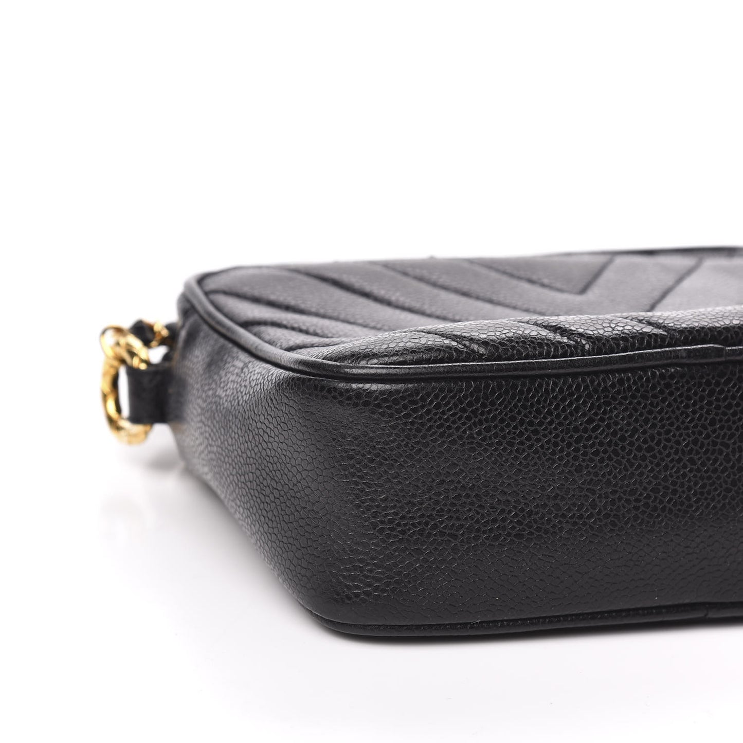 Caviar Chevron Quilted Camera Case Black