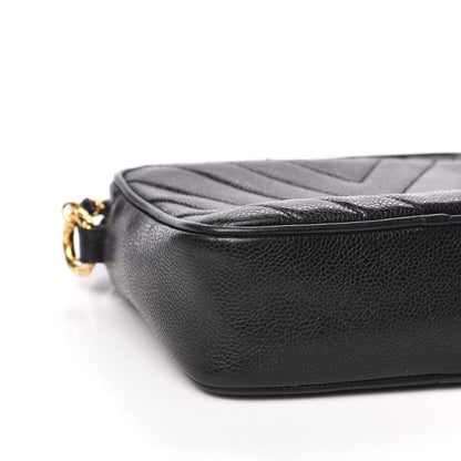 Chanel Caviar Chevron Quilted Camera Case Black 8 of 10