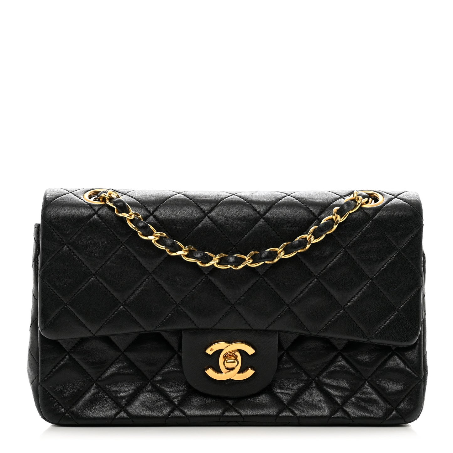 Lambskin Quilted Small Double Flap Black
