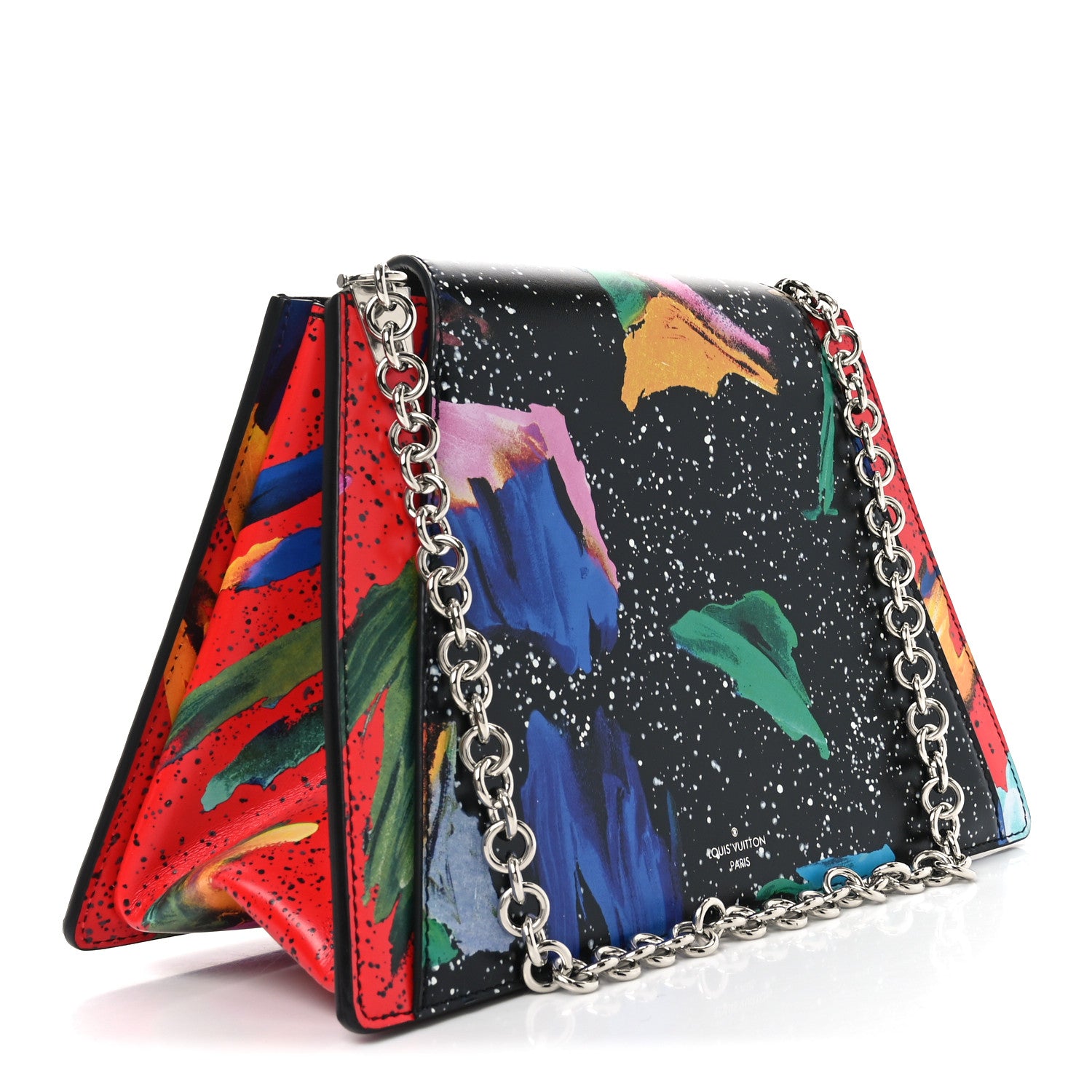 Louis Vuitton Calfskin Splash Print Trapeze Black White Red 3 of 9