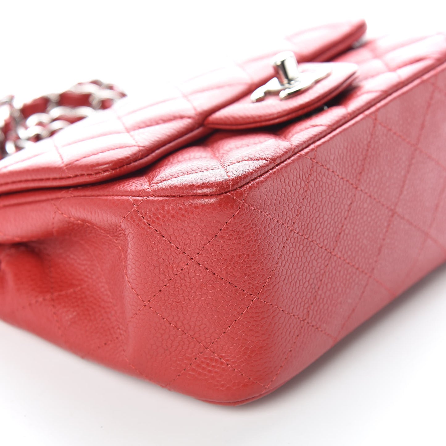 Caviar Quilted Mini Square Flap Red