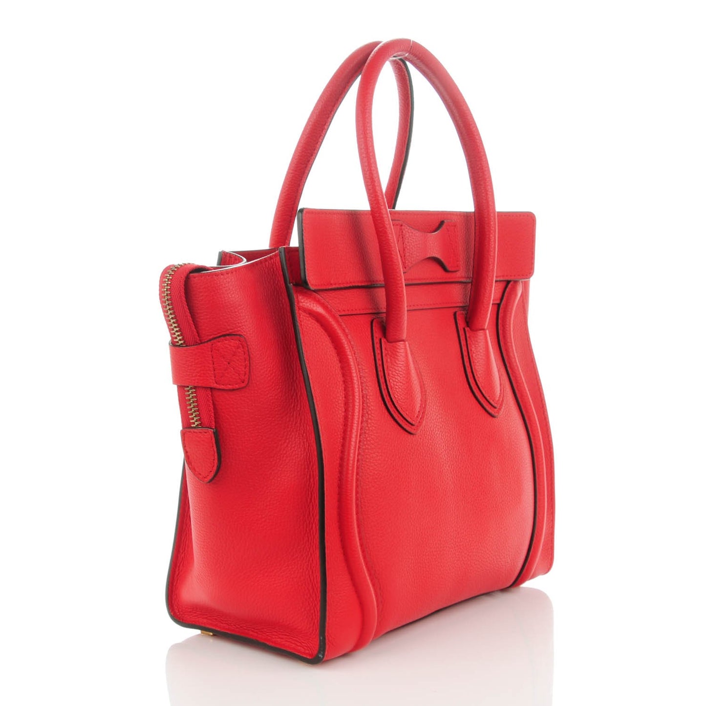 Drummed Calfskin Micro Luggage Coquelicot