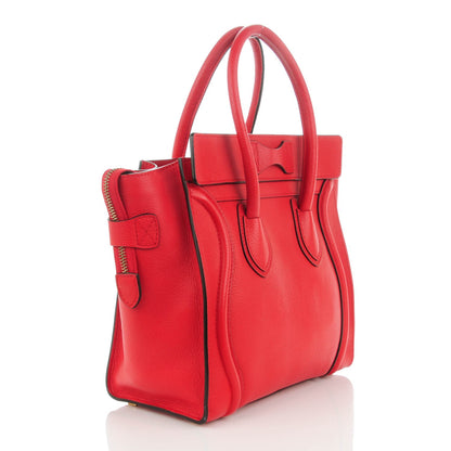 Celine Drummed Calfskin Micro Luggage Coquelicot 3 of 8
