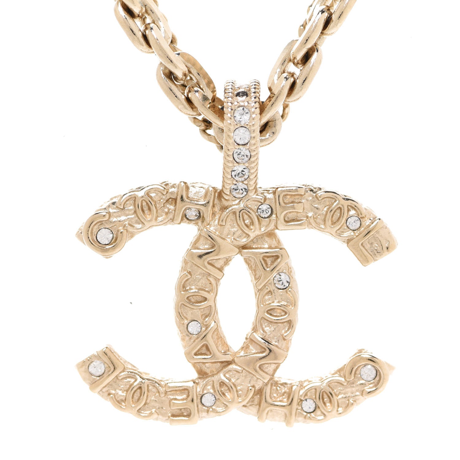 Chanel Crystal CC Multi Strand Chain Necklace Gold 4 of 6