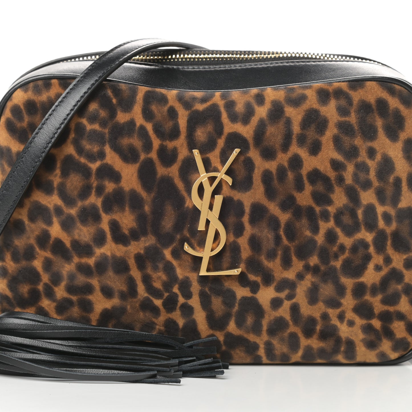 Calfskin Leopard Print Monogram Lou Camera Bag Black