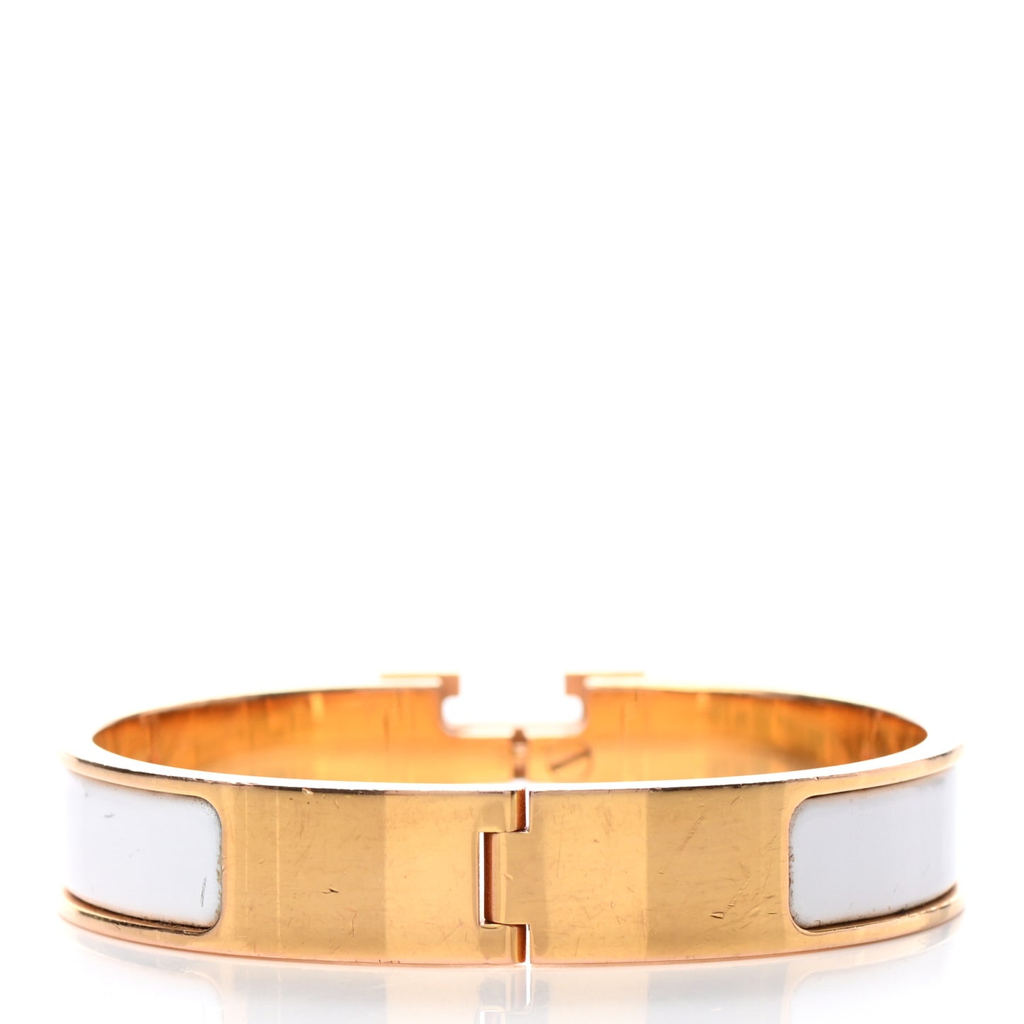 Enamel Narrow Clic Clac H Bracelet PM White