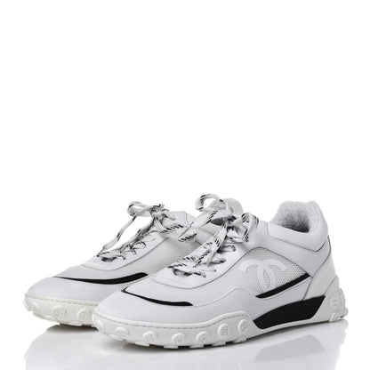 Chanel Calfskin Mesh Lycra Womens Logo Sneakers 39 White 3 of 11