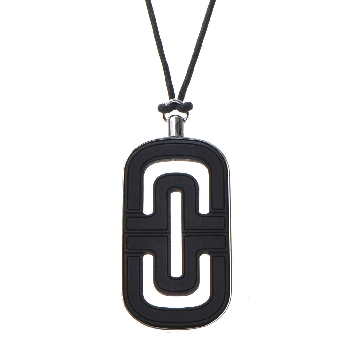 Sterling Silver Resin Parentesi Pendant Necklace Black