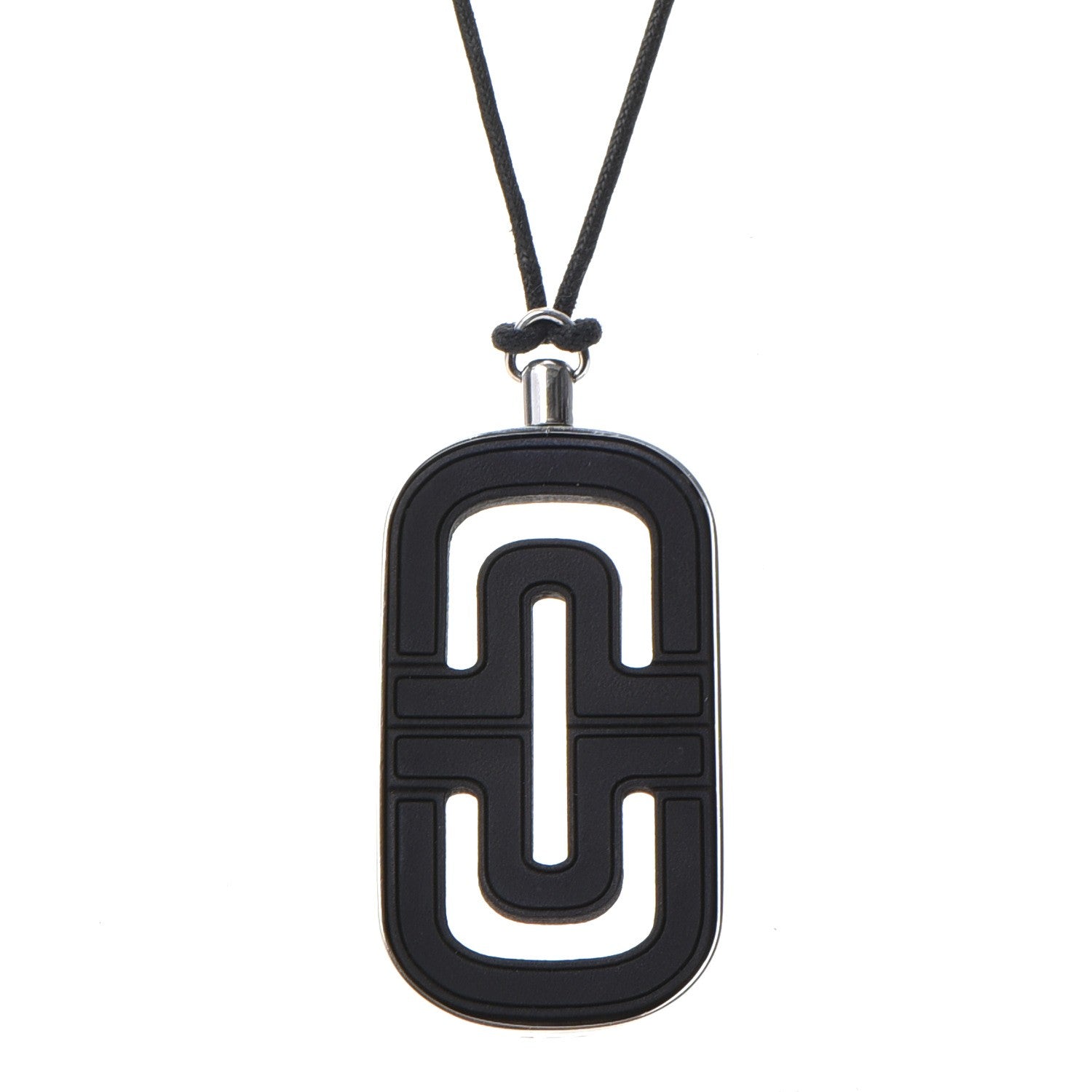Bulgari Sterling Silver Resin Parentesi Pendant Necklace Black 3 of 8