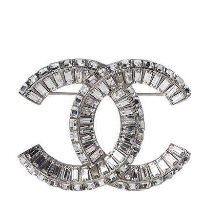 Chanel Baguette Crystal CC Brooch Silver 1 of 5