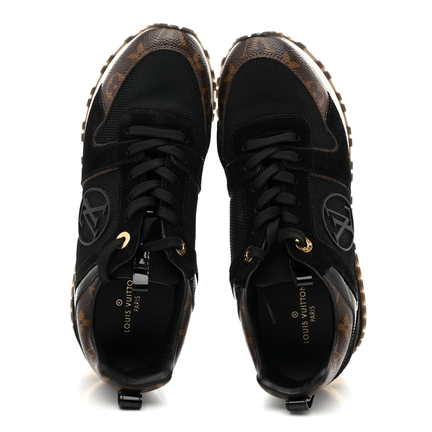Suede Monogram Run Away Sneakers 38 Black