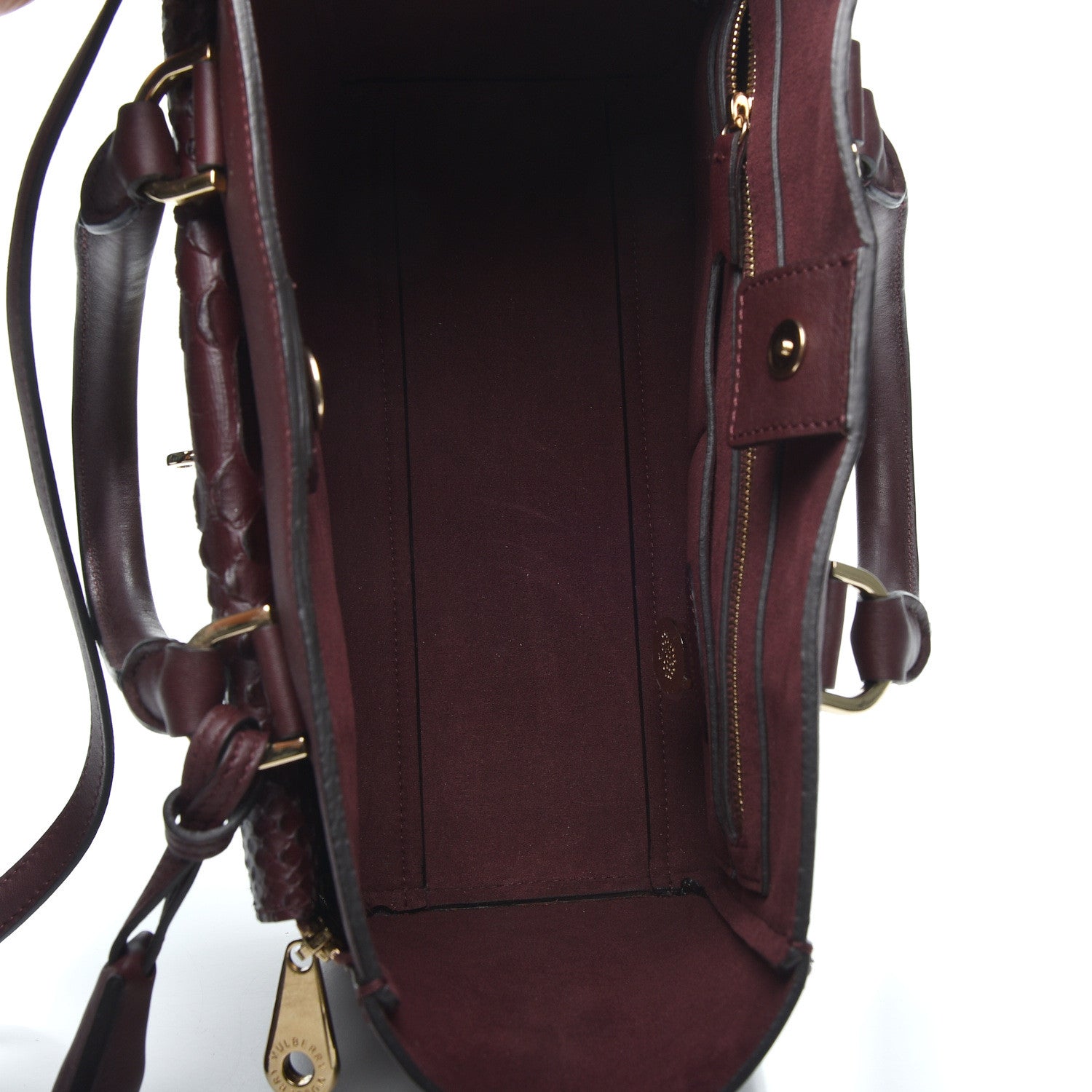 Mulberry Silky Calfskin Snakeskin Small Willow Tote Oxblood 6 of 10