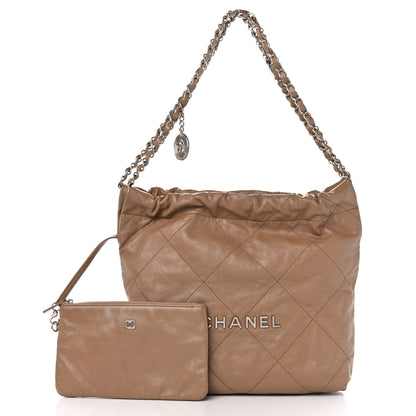 Chanel Shiny Calfskin Quilted Small Chanel 22 Beige 3 of 11