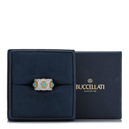 Buccellati Sterling Silver Gold Vermeil Blue Agate Blossoms Daisy Color Eternelle Ring 50 5.25 5 of 5