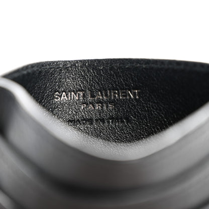 Saint Laurent Calfskin Crocodile Embossed Monogram Credit Card Case Black 6 of 8
