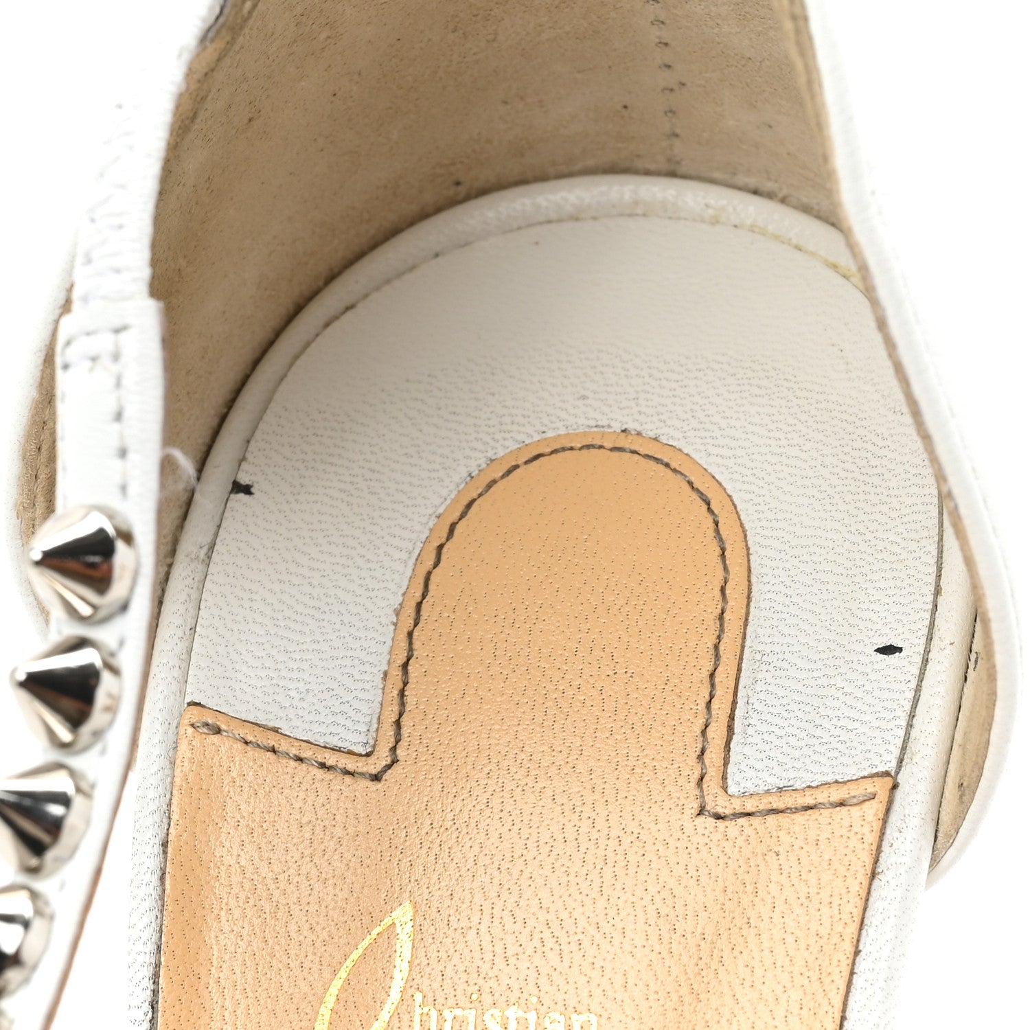 Christian Louboutin Kid PVC Spike Cross 100 Pumps 35 White Silver 12 of 17