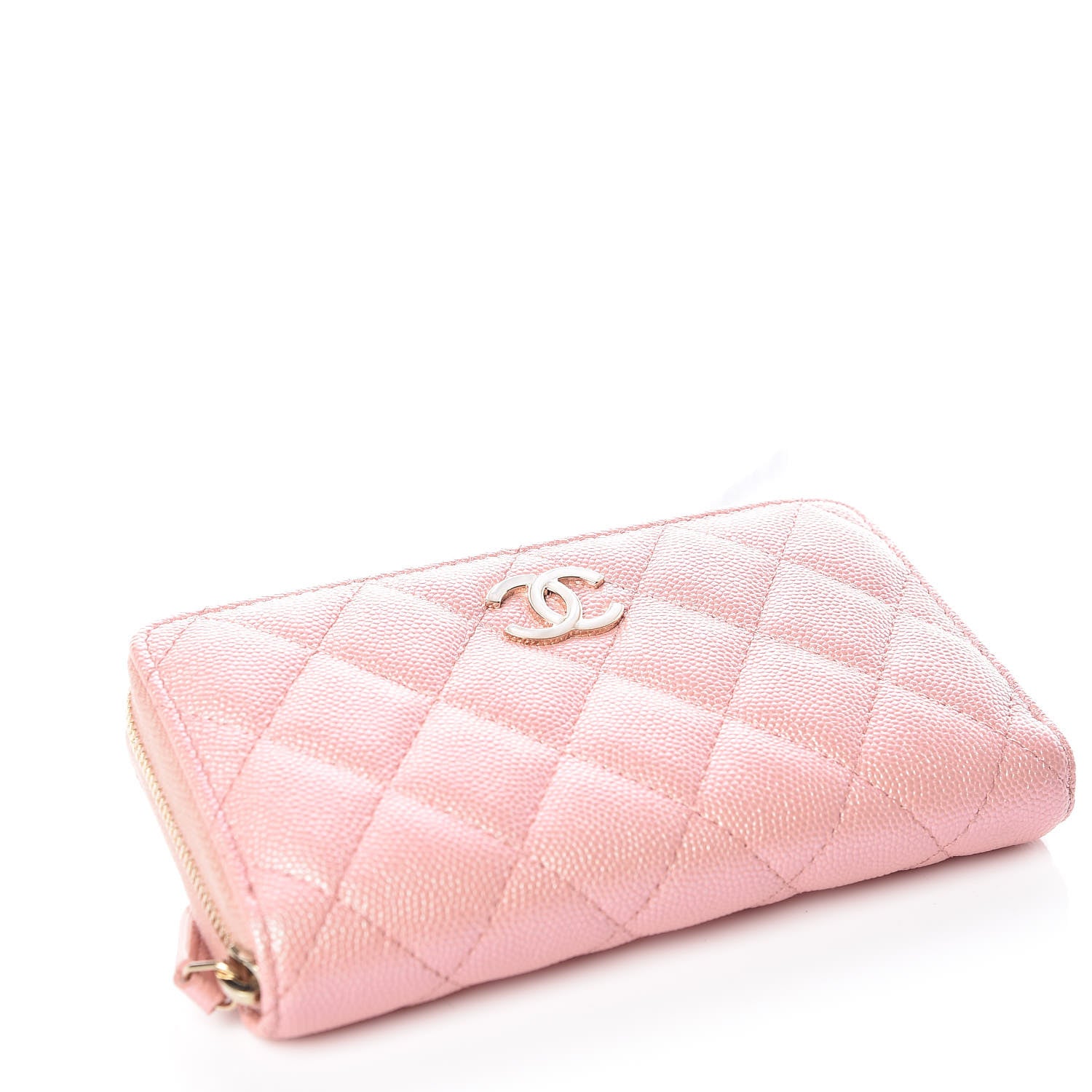 Chanel Iridescent Caviar Quilted Medium Zip Around Wallet Pink 4 of 11