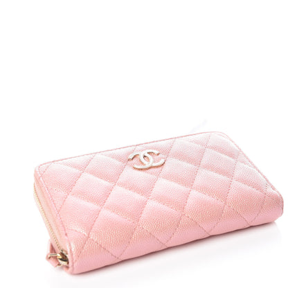 Chanel Iridescent Caviar Quilted Medium Zip Around Wallet Pink 4 of 11