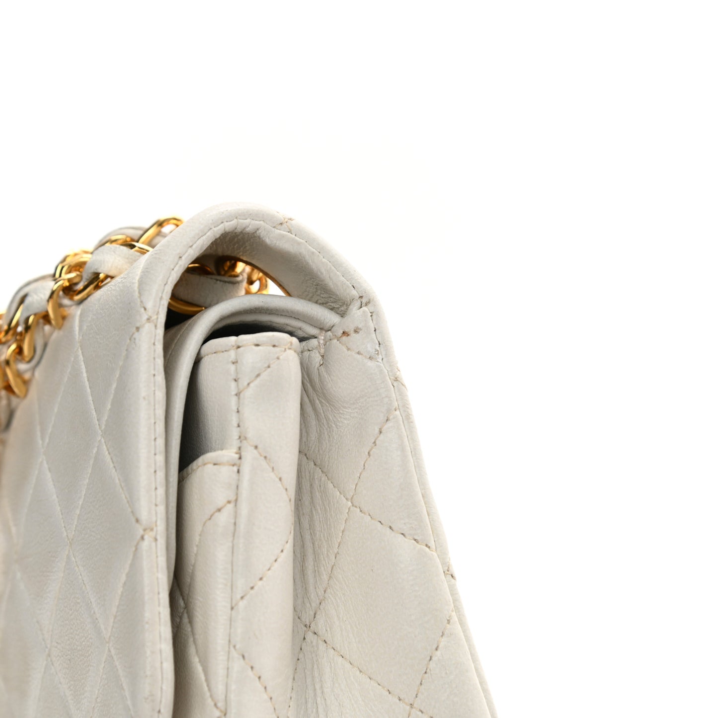 Lambskin Quilted Small Double Flap White