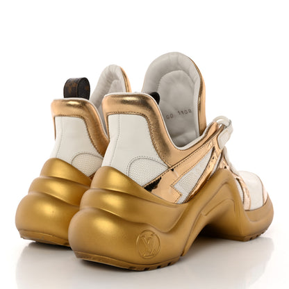 Louis Vuitton Metallic Calfskin Technical Nylon LV Archlight Sneakers 37 White Gold 4 of 13