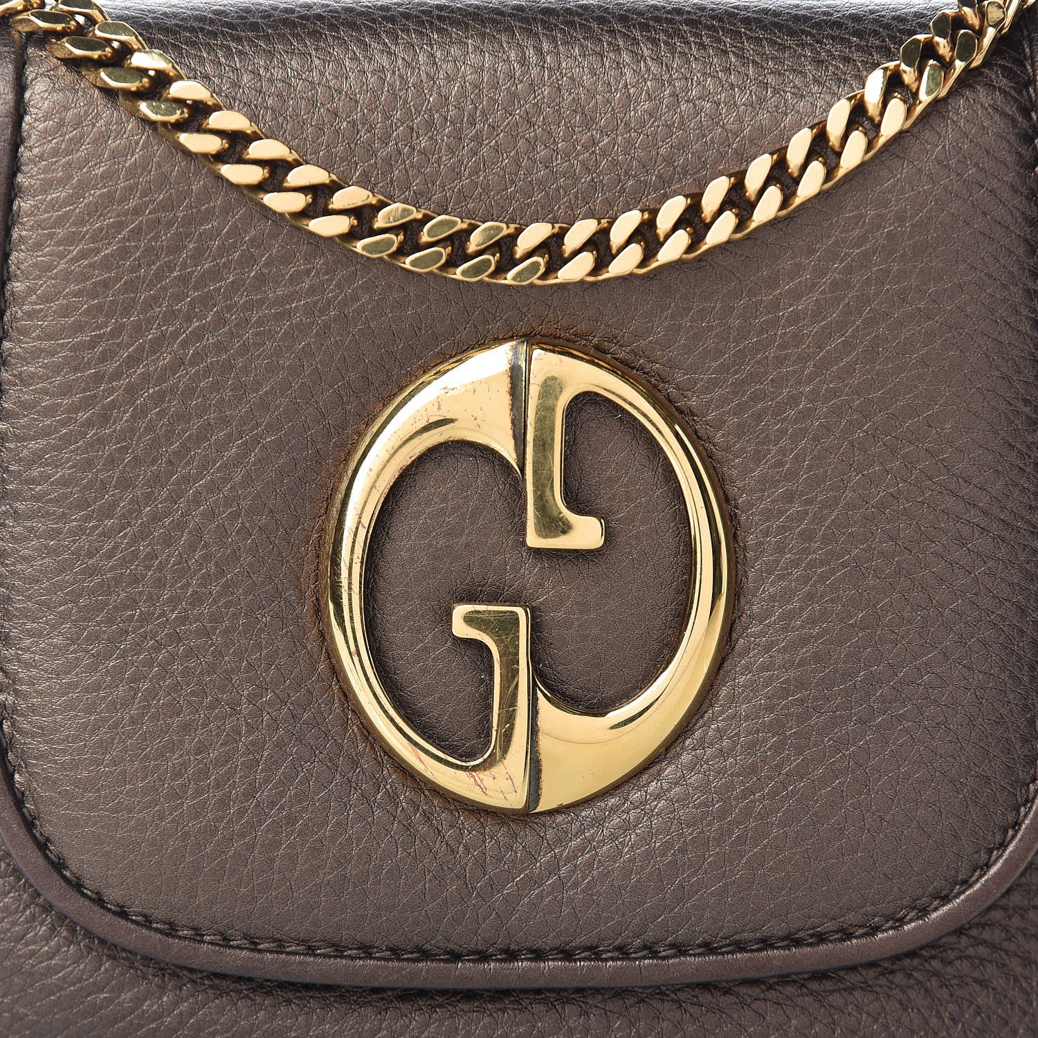 Gucci Metallic Pebbled Calfskin Small 1973 Chain Shoulder Bag Winter Leaf 8 of 14