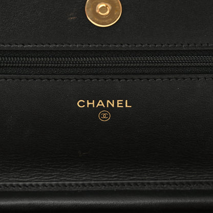 Chanel Shiny Aged Calfskin Quilted CC Wallet On Chain WOC Black 6 of 12