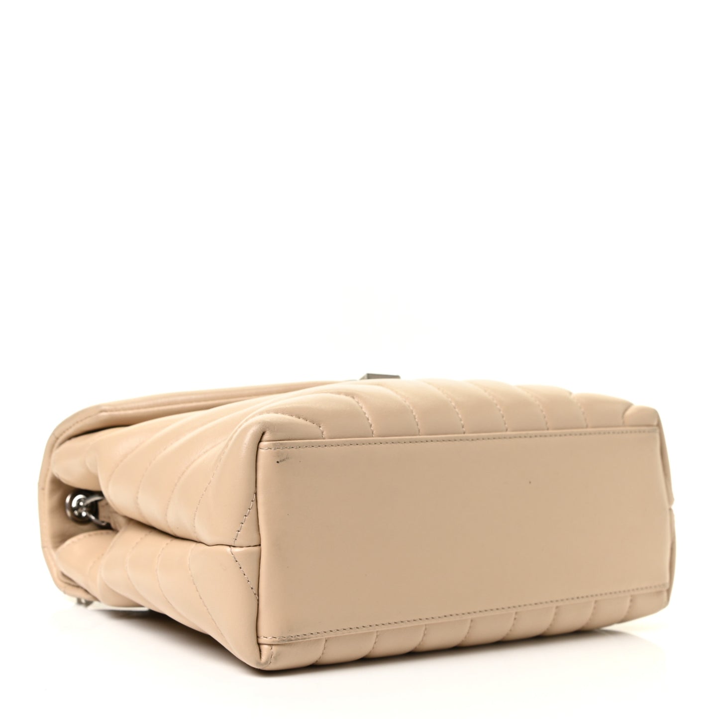 Calfskin Y Quilted Monogram Small Loulou Chain Satchel Nude Powder
