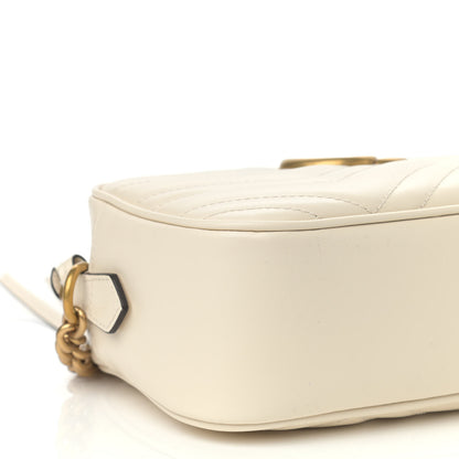 Gucci Calfskin Matelasse Small GG Marmont Chain Shoulder Bag White 9 of 10