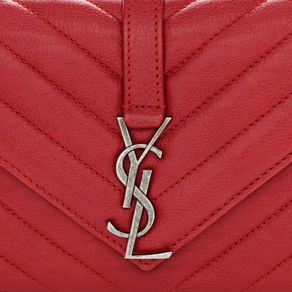 Saint Laurent SAINT LAURENT Sheepskin Matelasse Chevron Monogram College Chain Wallet New Red 8 of 18