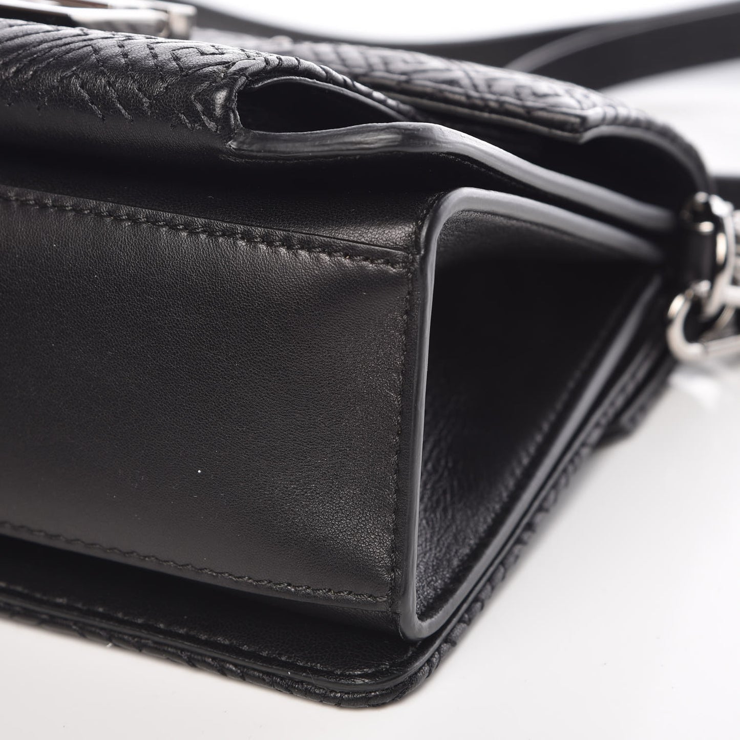 Lambskin Embroidered Studded Small GV3 Shoulder Bag Black