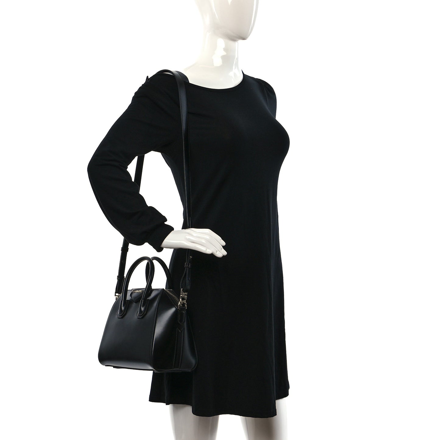 Shiny Lord Calfskin Mini Antigona Black