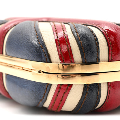 Alexander McQueen Patent Calfskin Britannia Skull Box Clutch Red Blue 9 of 11