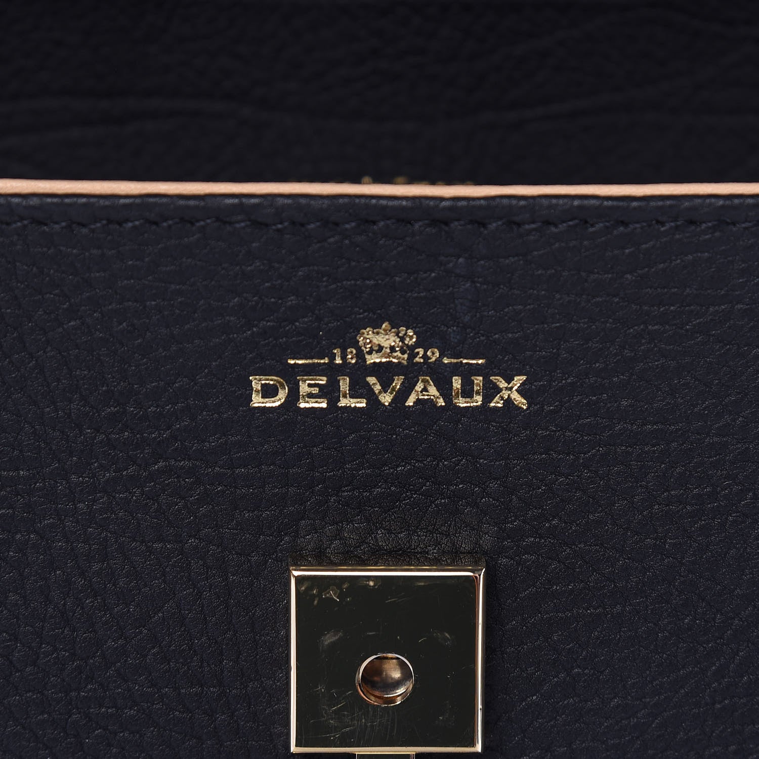 Delvaux Crispy Calfskin Tribal Stitch MM Tempete Satchel Black Bronze 8 of 13