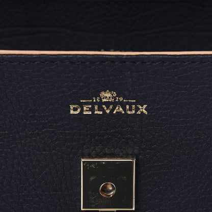 Delvaux Crispy Calfskin Tribal Stitch MM Tempete Satchel Black Bronze 8 of 13
