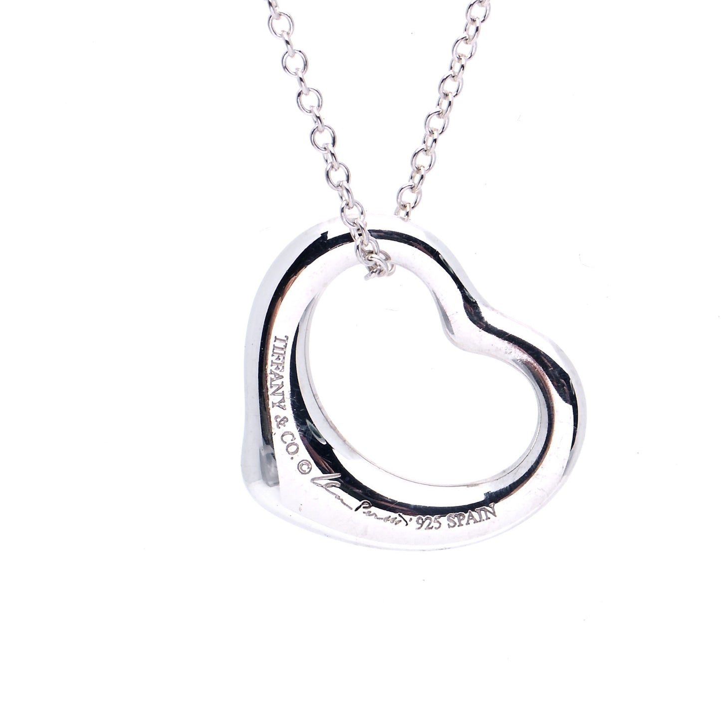 Sterling Silver 14mm Elsa Peretti Open Heart Pendant Necklace