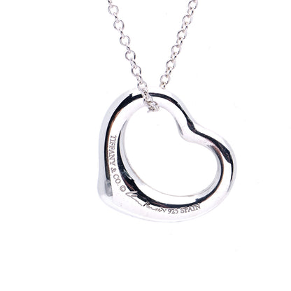 Tiffany Sterling Silver 14mm Elsa Peretti Open Heart Pendant Necklace 4 of 7