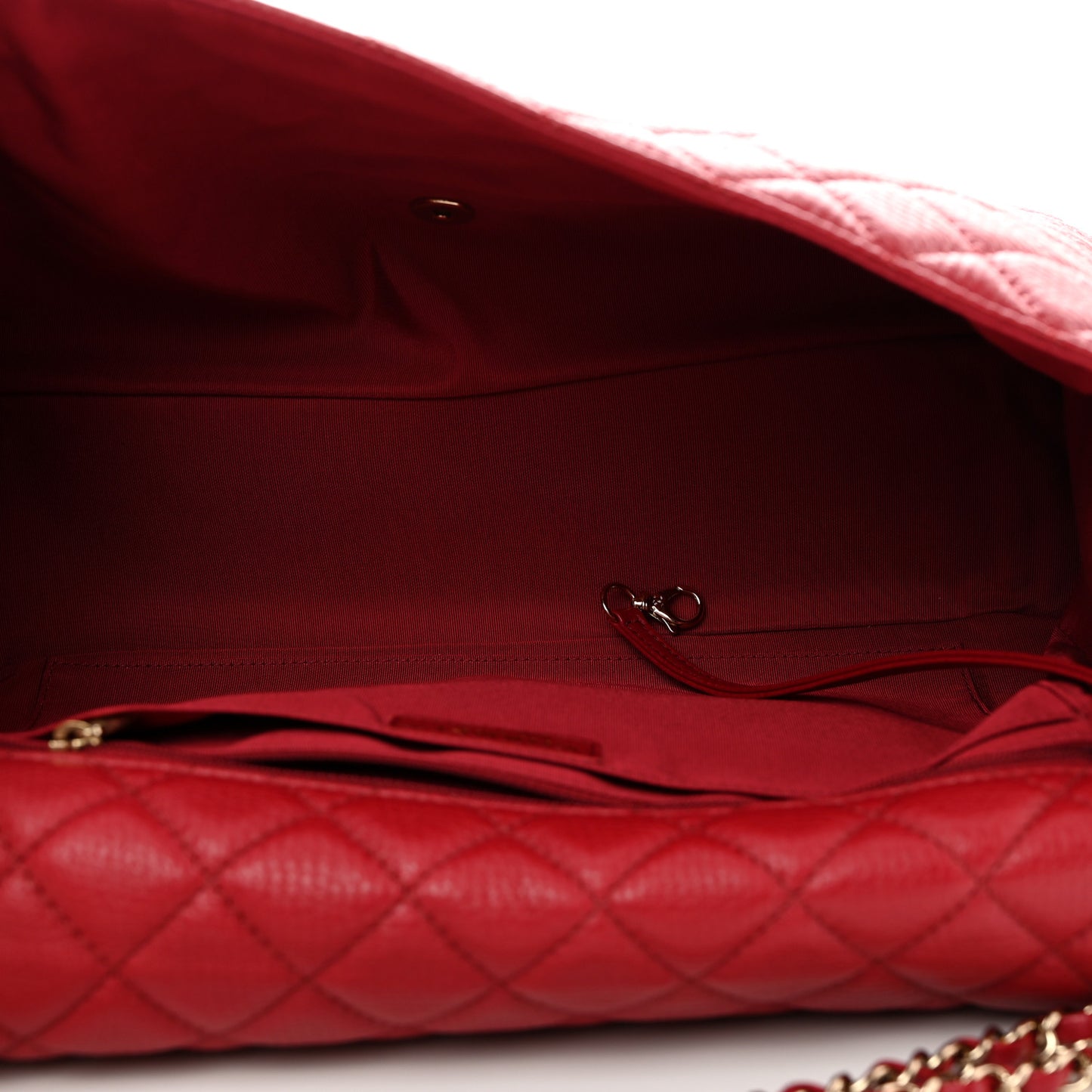 Metallized Calfskin Quilted Small XXL Travel Flap Bag Red