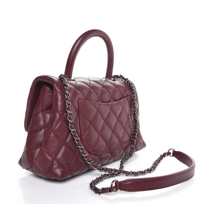 Chanel Caviar Quilted Mini Coco Handle Flap Burgundy 4 of 8