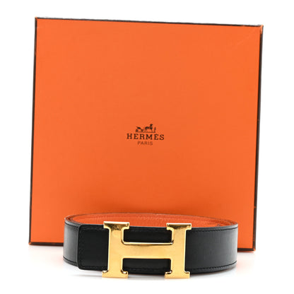 Hermes Swift Togo 32mm Reversible H Belt 85 34 Black Orange 7 of 7