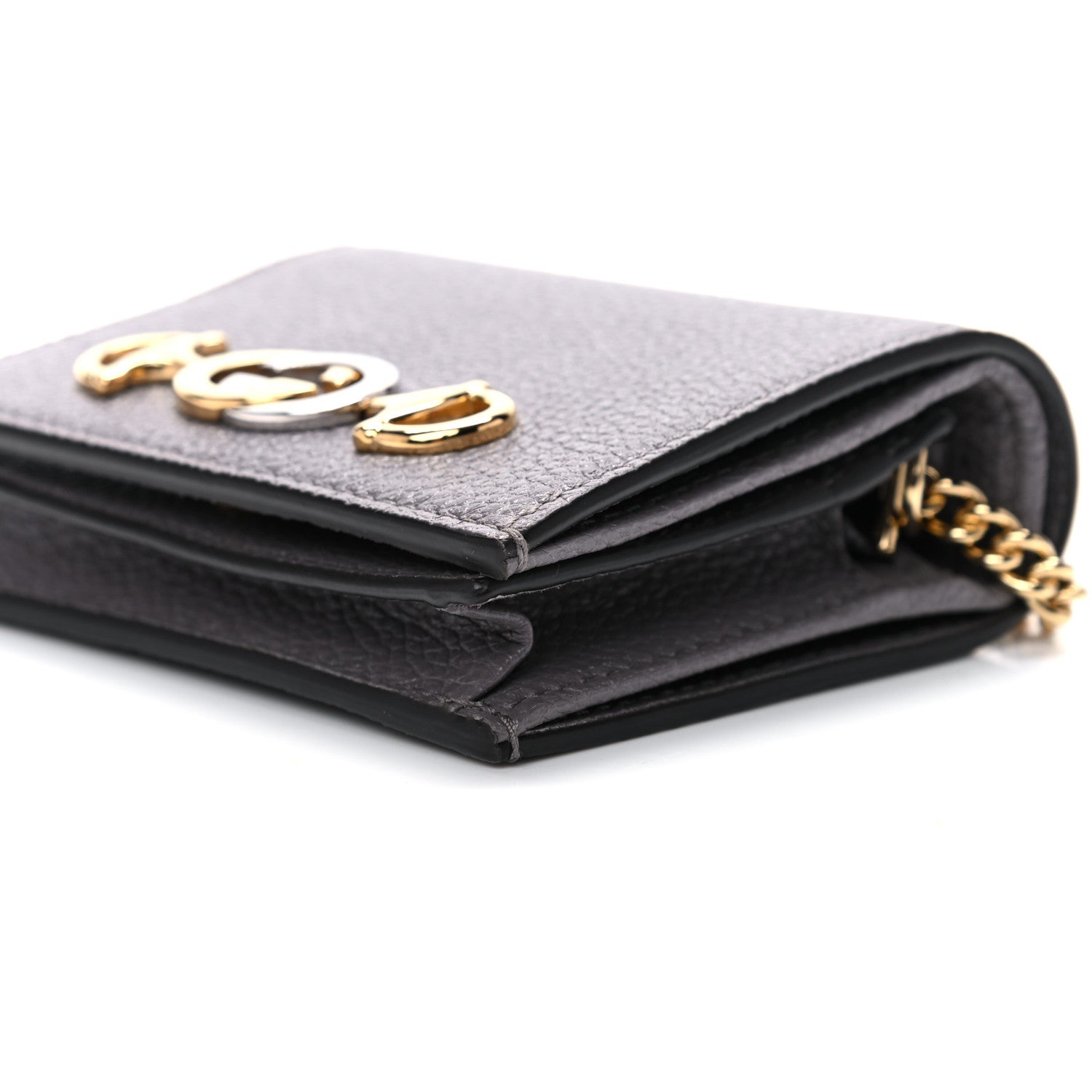 Gucci Grainy Calfskin Zumi Chain Card Case Wallet Dusty Grey 9 of 10