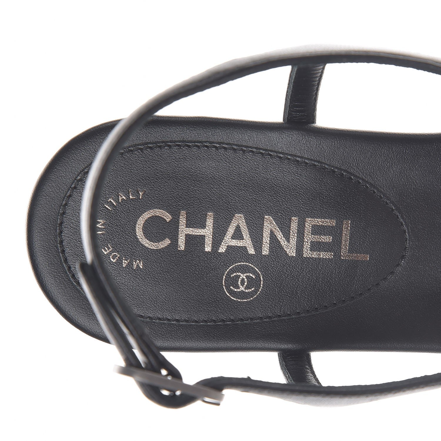 Chanel Lambskin Crystal CC Thong Sandals 37 Black 7 of 8