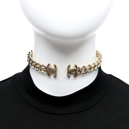Chanel Metal CC Chain Link Choker Necklace M Gold 2 of 3