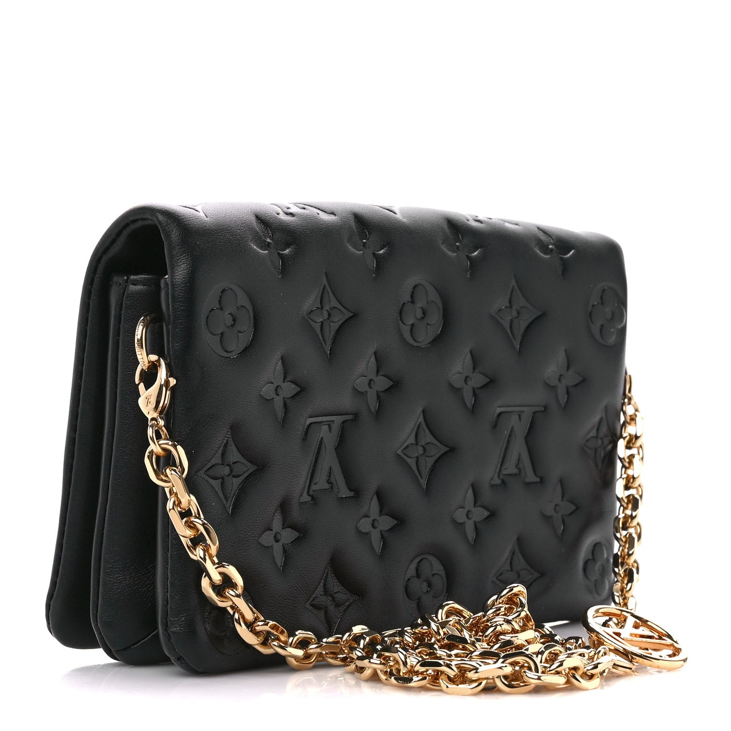 Lambskin Embossed Monogram Pochette Coussin Black