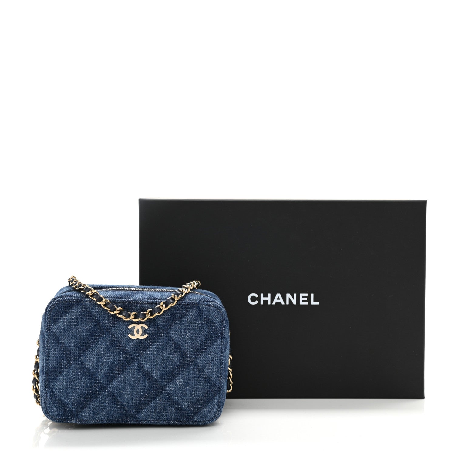 Chanel Printed Denim CC Camera Case Blue 10 of 10