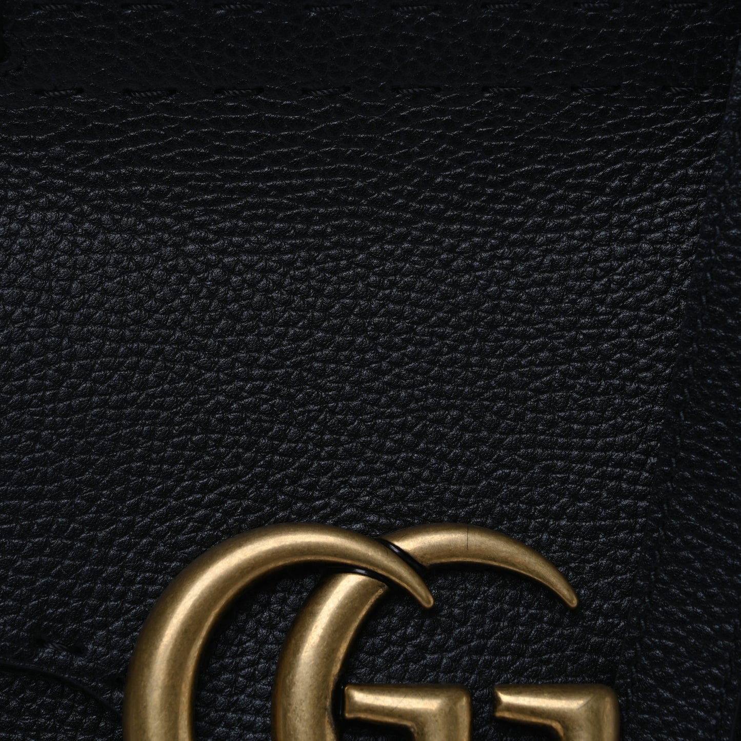 Calfskin Small GG Marmont Top Handle Bag Black