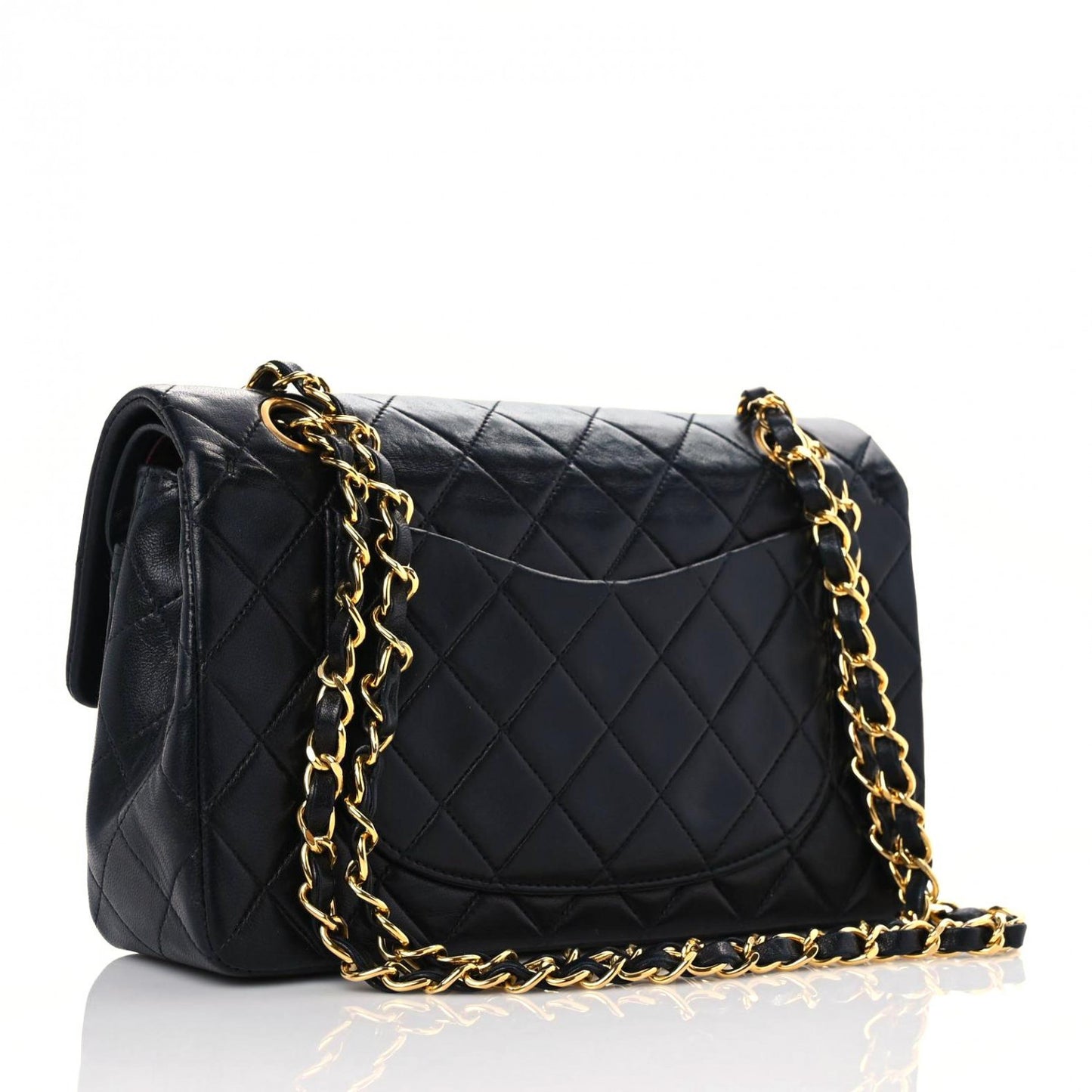 Lambskin Quilted Small Double Flap Black