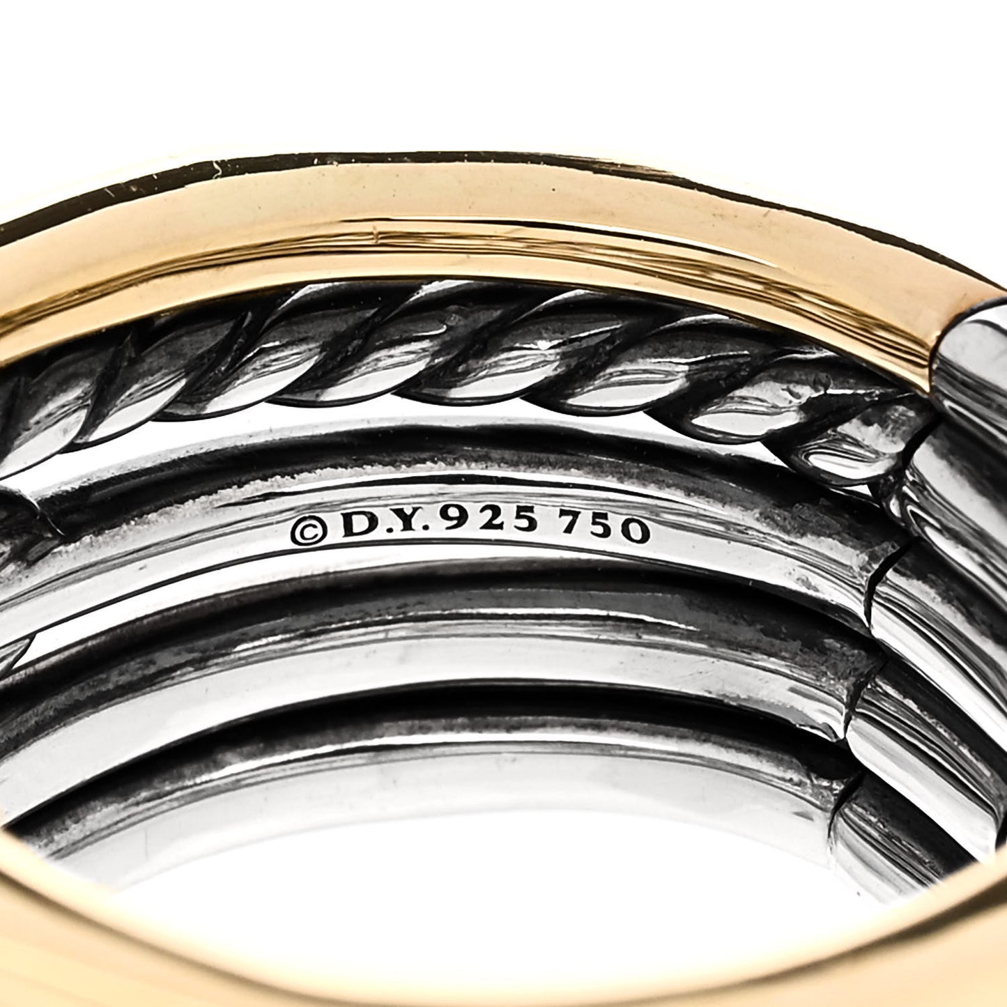 Darkened Sterling Silver 18K Yellow Gold Diamond Stax Wide Ring 52 6