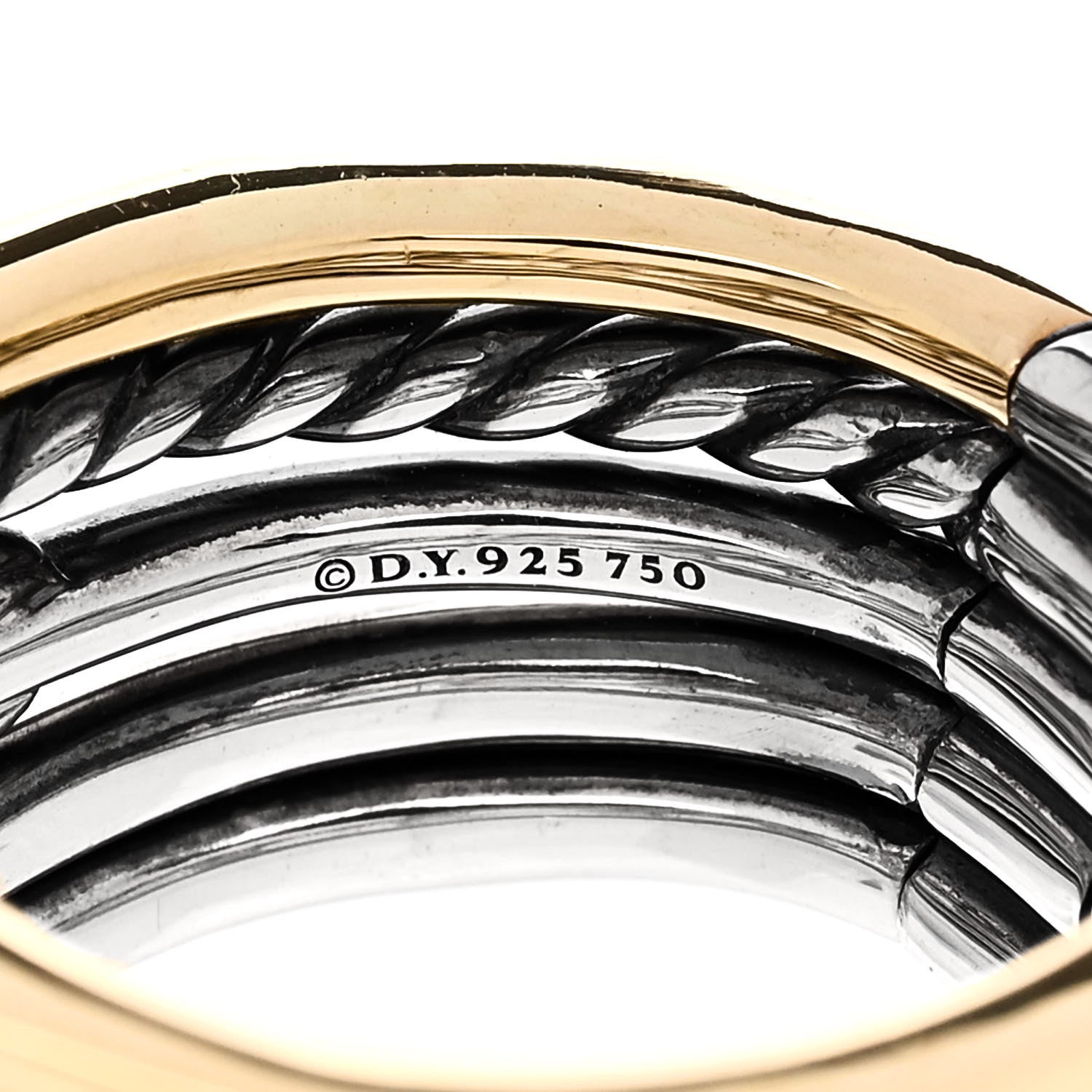 David Yurman Darkened Sterling Silver 18K Yellow Gold Diamond Stax Wide Ring 52 6 4 of 4