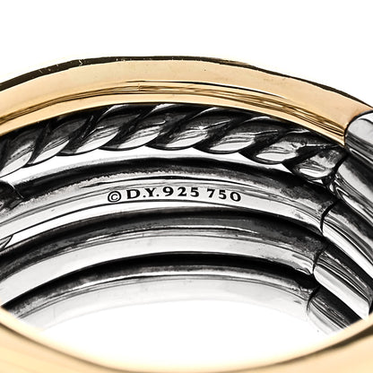 David Yurman Darkened Sterling Silver 18K Yellow Gold Diamond Stax Wide Ring 52 6 4 of 4