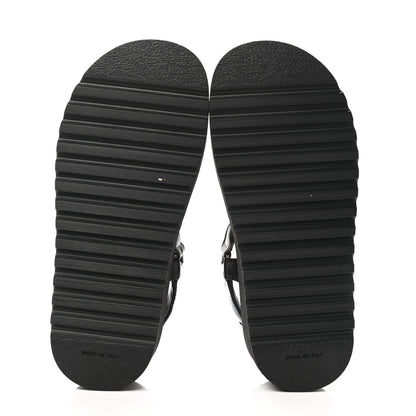 Chanel Lambskin Logo Platform Sandals 35 Black White 5 of 9